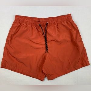 H&M Orange Shorts Mens Sz L Surf Swim Beach Drawstring Elastic Waist.